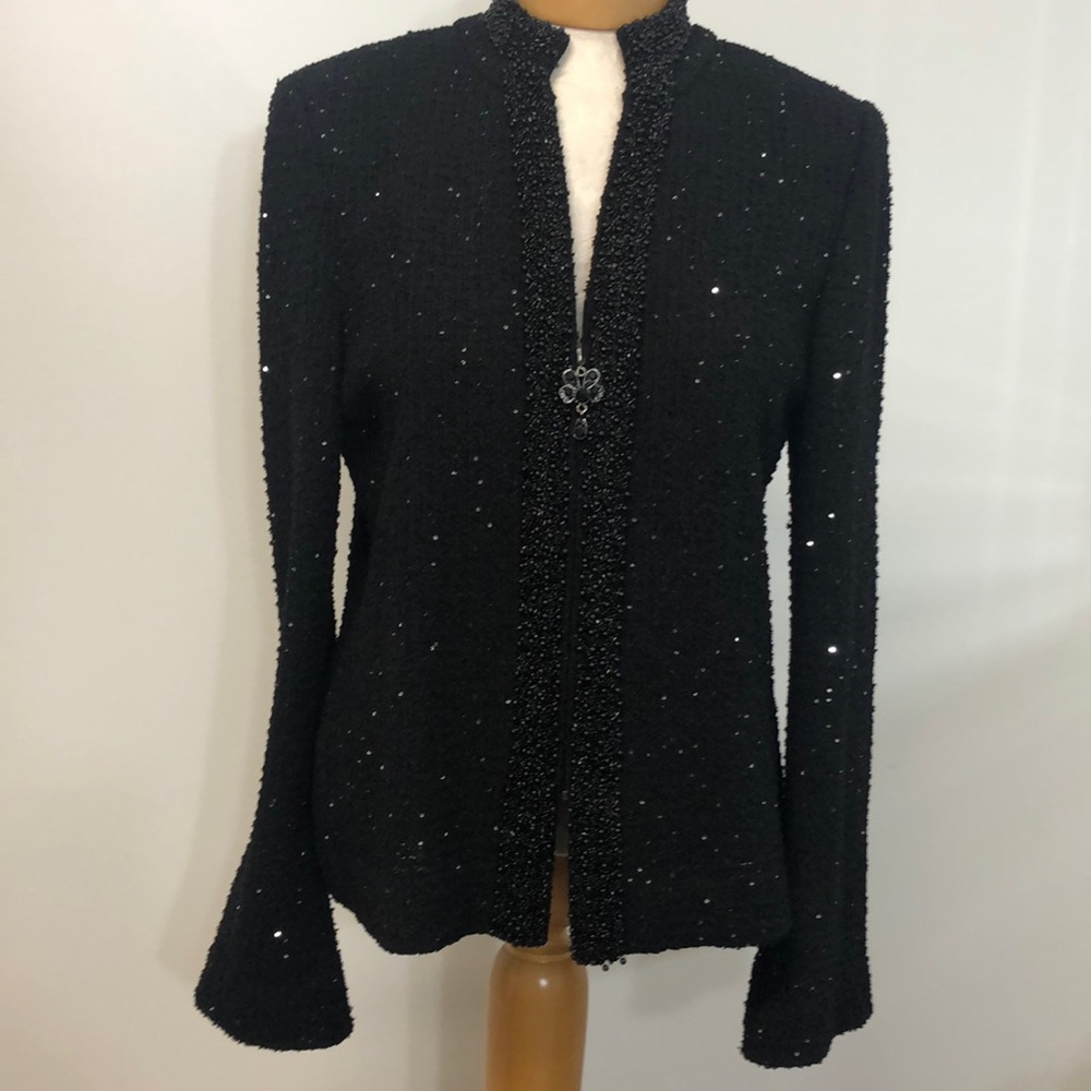 Black 24 inch knit and crystal jacket